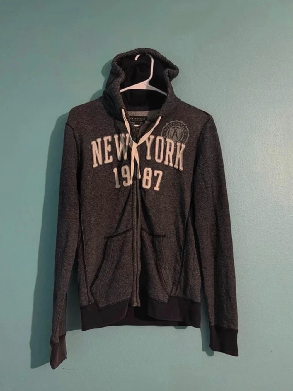 Aeropostale Dark Gray New York 1987 Zip-Up Hoodie